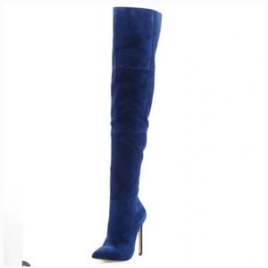 Neiman Marcus OTK Suede Navy Boots